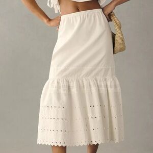 Anthropologie White Eyelet Petticoat Skirt Size Medium